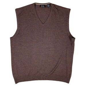 Jos. A. Bank Signature Collection Merino Wool Sweater V-Neck Sleeveless Brown XL
